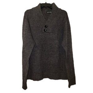 D Lux Jordan Craig Chocolate Brown Shawl Collar Wool Blend Sweater Size Large